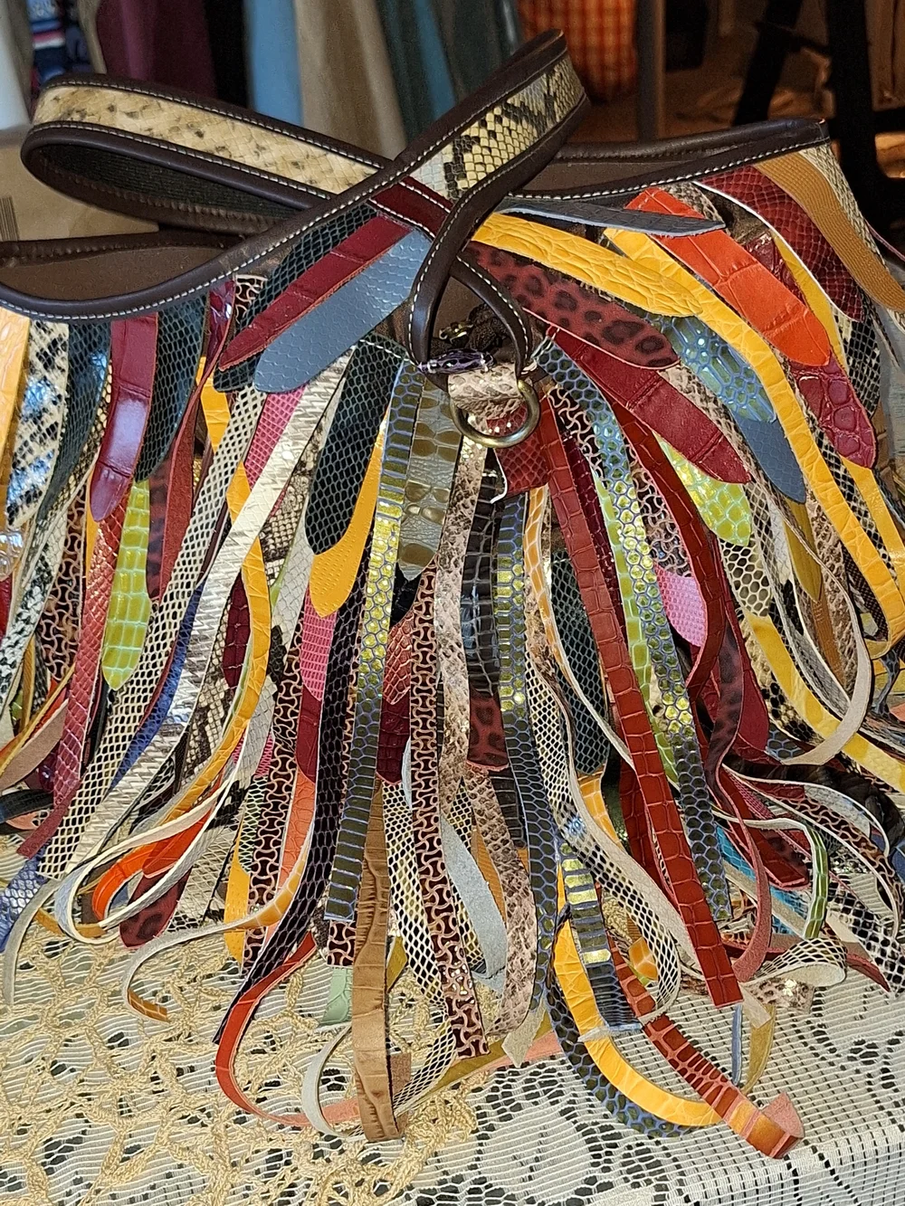 NWT Boho Multicolor Fringe Leather Tote Bag - Women 16X23 Inched